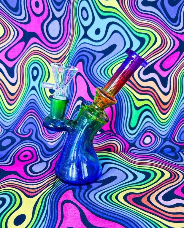 Mini Rainbow 6in Glass Water Pipe/Dab Rig
