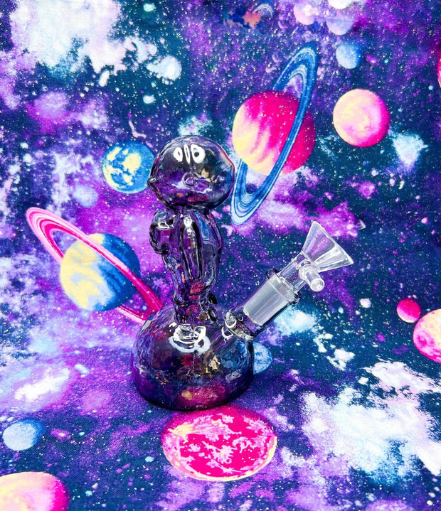 Mini Iridescent Astronaut 6in Glass Water Pipe/Dab Rig