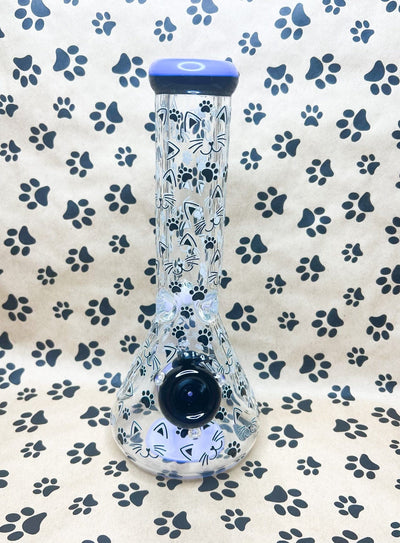 Kitty Cat 12in Glass Water Pipe/Bong