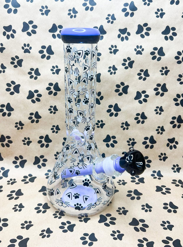 Kitty Cat 12in Glass Water Pipe/Bong