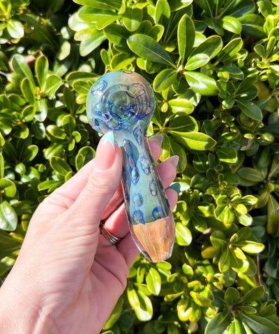 Blue Orange Fumed Glass Hand Pipe