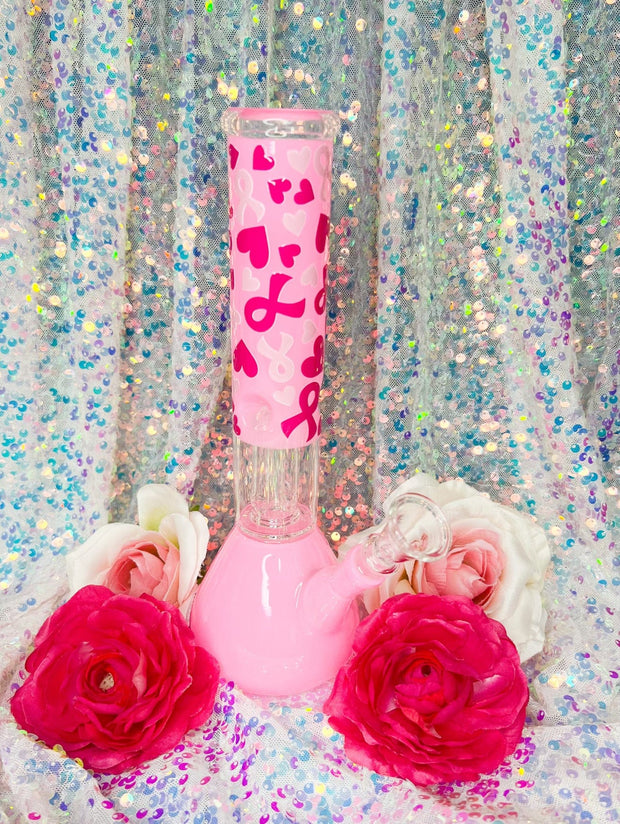 Breast Cancer Awareness Glass Water Pipe/Bong
