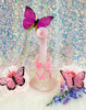 Milky Pink Purple Butterflies Glass Water Pipe/Dab Rig