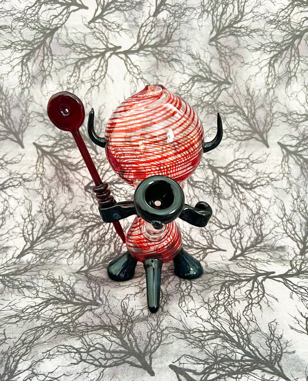 BossHaas Black Red Opal Dab Dude Heady Glass Water Pipe/Dab Rig