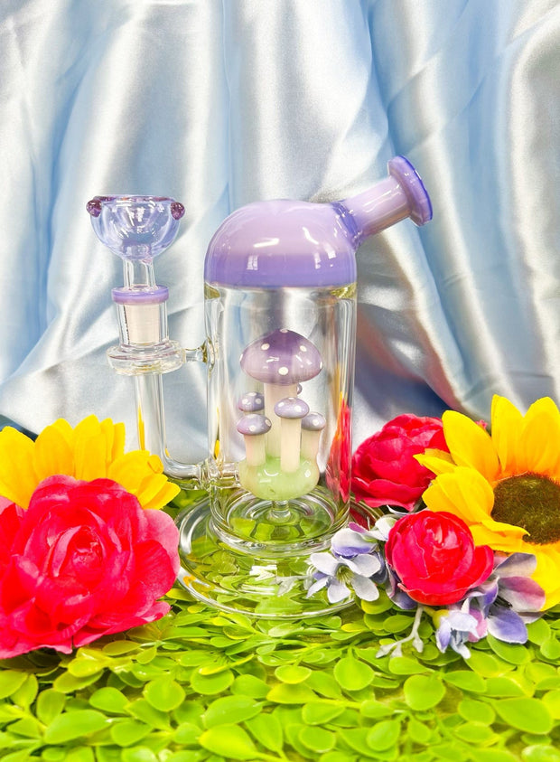 Milky Magical Mushroom Glass Water Pipe/Dab Rig