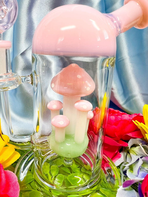 Milky Magical Mushroom Glass Water Pipe/Dab Rig