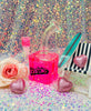 Pink Girly Freezable Glycerin Neon Square Glass Water Pipe/Dab Rig