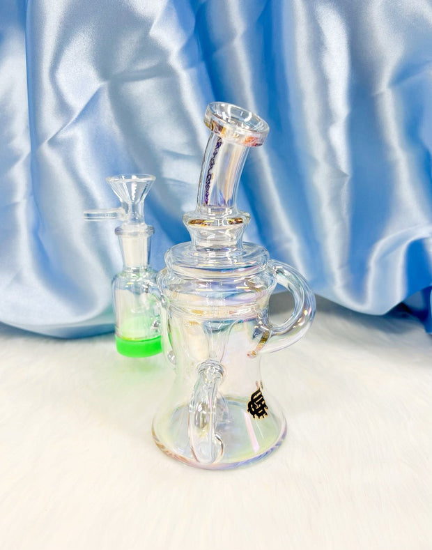 Clear Iridescent Crystal Glass Reclaimer Recycler Water Pipe/Dab Rig