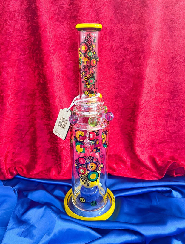 Cheech Colorful Blocks Glass Water Pipe/Dab Rig