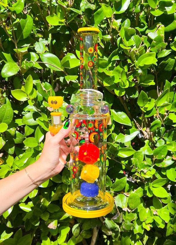 Cheech Colorful Blocks Glass Water Pipe/Dab Rig