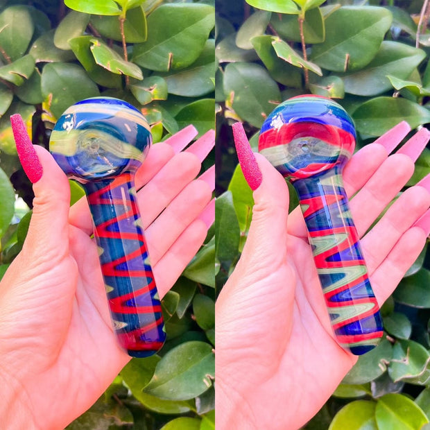 Colorful Wig Wag Glass Hand Pipe