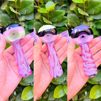 Purple Pink Swirl Glass Hand Pipe