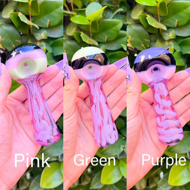 Purple Pink Swirl Glass Hand Pipe