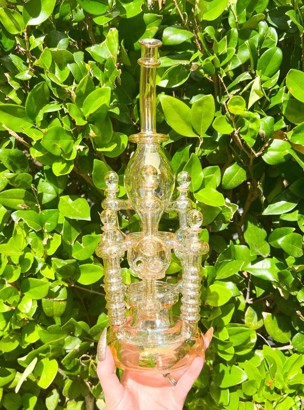 Iridescent Princess Tower Recycler Glass Water Pipe/Dab Rig