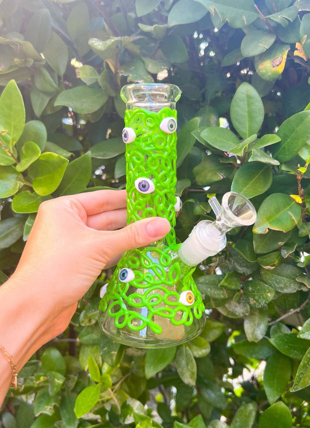 Green 8in Eyeballs Water Pipe/Bong
