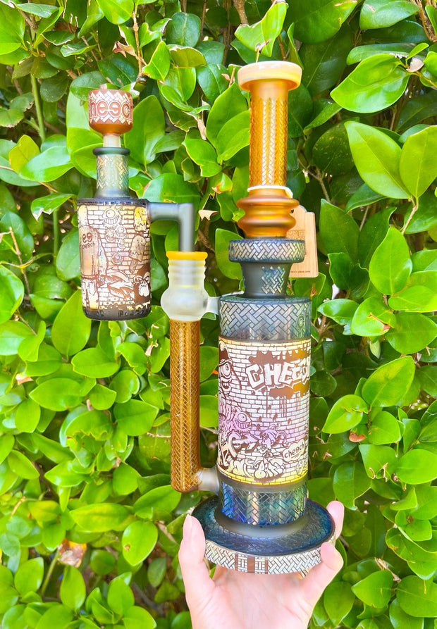 Cheech Graffiti Artist Glass Water Pipe & Ash Catcher/Dab Rig