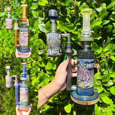 Cheech Graffiti Artist Glass Water Pipe & Ash Catcher/Dab Rig