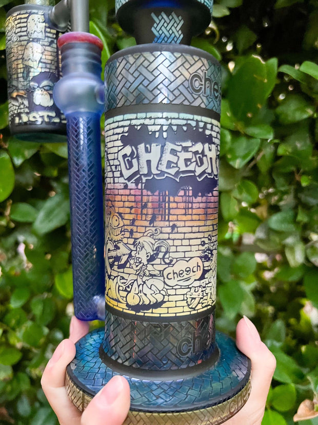 Cheech Graffiti Artist Glass Water Pipe & Ash Catcher/Dab Rig