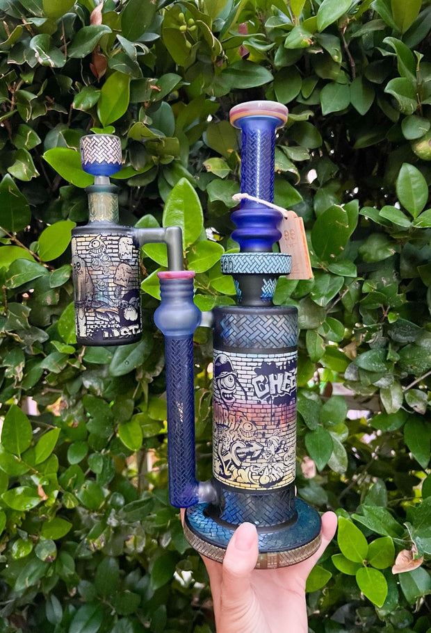 Cheech Graffiti Artist Glass Water Pipe & Ash Catcher/Dab Rig