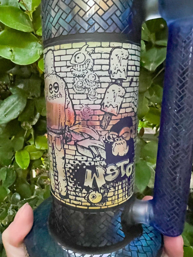 Cheech Graffiti Artist Glass Water Pipe & Ash Catcher/Dab Rig