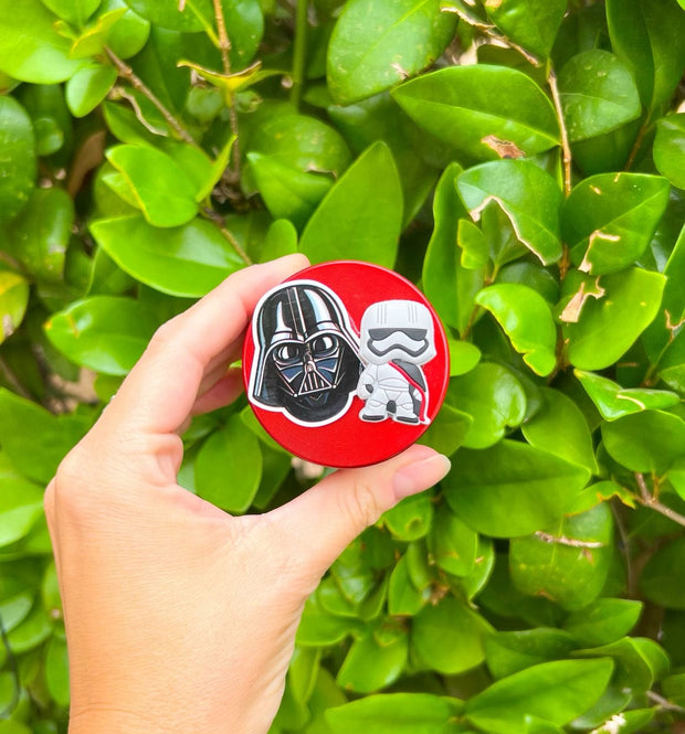 Darth Villan Red Herb Grinder Spice Grinder 4 Piece 55mm W/ Cleaning Tool
