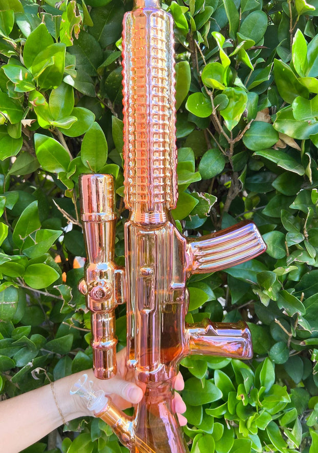 Copper Iridescent Assault Rifle Glass Water Pipe/Bong