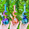 Iridescent Crescent Moon Glass Water Pipe/Bong