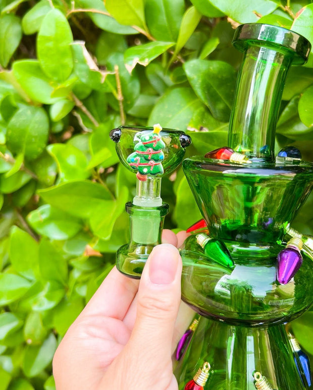 Green Christmas Lights Glass Water Pipe/Dab Rig