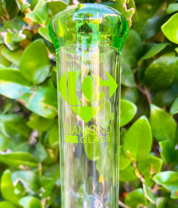 Diamond Glass Green 16 Inch Double Inline Perc Glass Water Pipe/Dab Rig