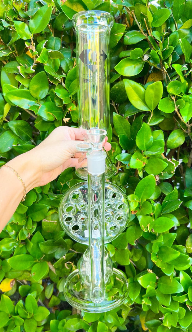 Diamond Glass 18in Swiss Perc Glass Water Pipe/Dab Rig