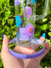 Milky Purple 16 Inch Dried Floral Double Perc Glass Water Pipe/Dab Rig