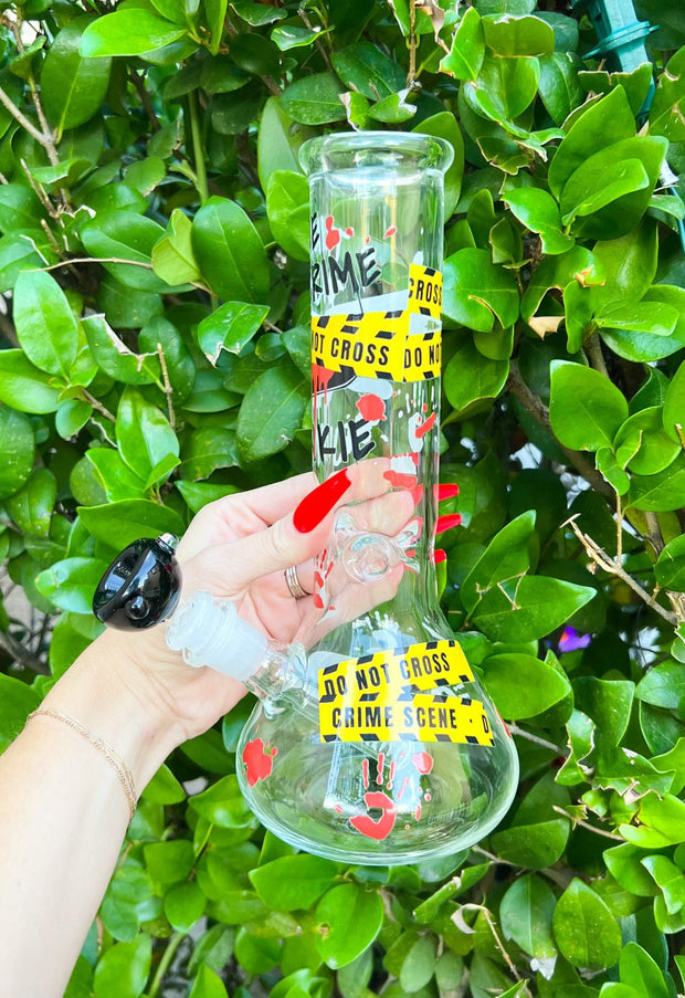 True Crime Junkie 10in Glass Water Pipe/Bong