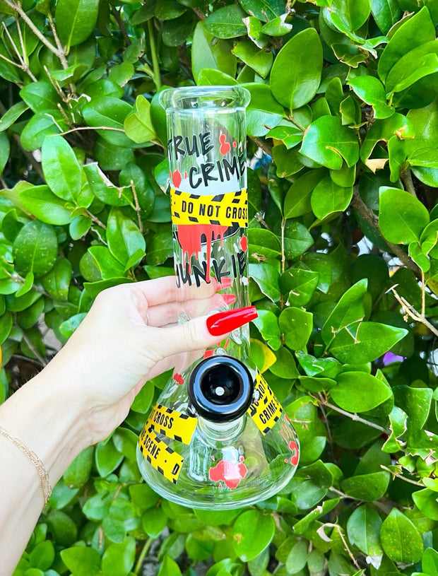 True Crime Junkie 10in Glass Water Pipe/Bong