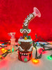Angry Green Gingerbread Man Fiend Bent Neck Glass Water Pipe/Rig