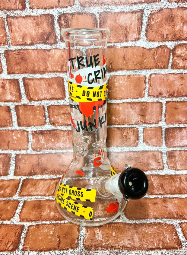 True Crime Junkie 10in Glass Water Pipe/Bong