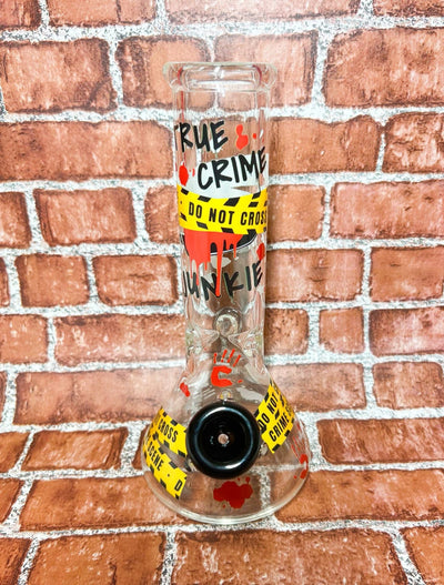 True Crime Junkie 10in Glass Water Pipe/Bong