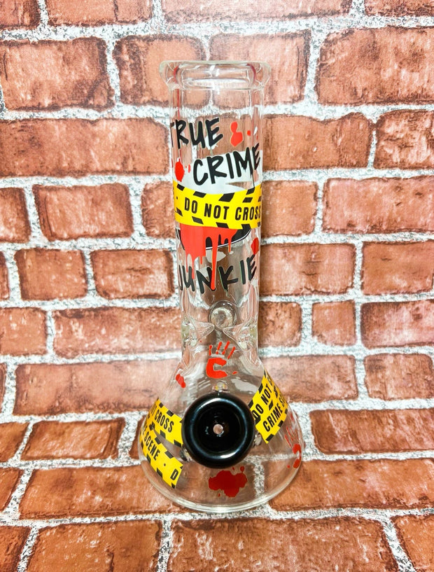 True Crime Junkie 10in Glass Water Pipe/Bong