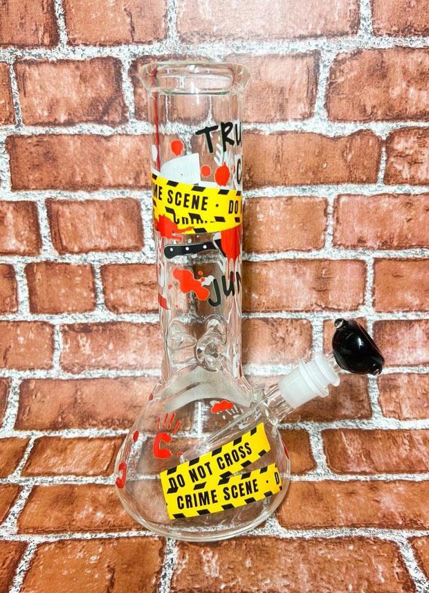 True Crime Junkie 10in Glass Water Pipe/Bong