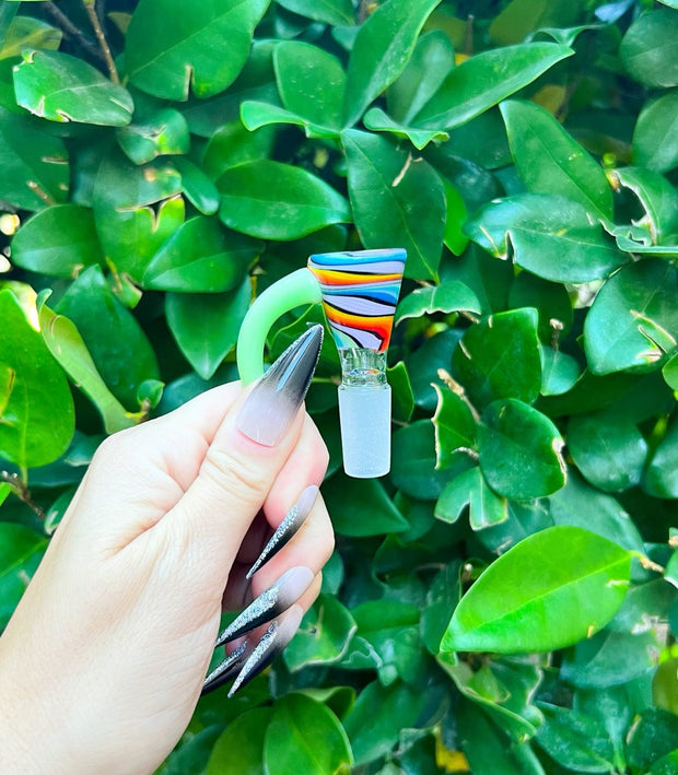 Rainbow Swirl Horned 14mm Glass Bowl