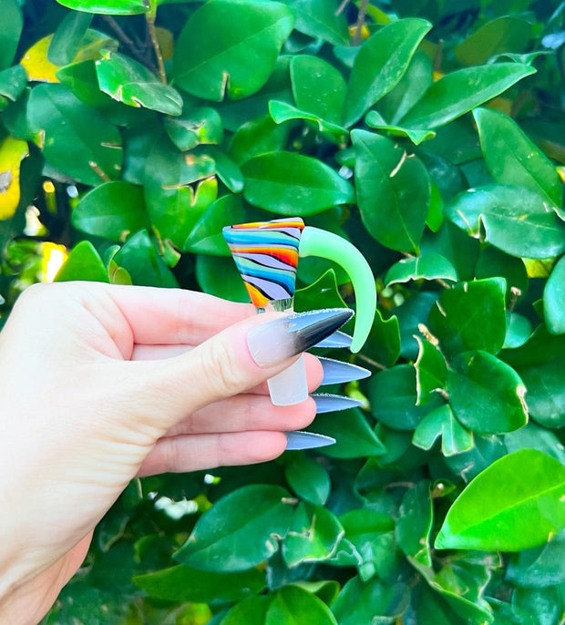 Rainbow Swirl Horned 14mm Glass Bowl