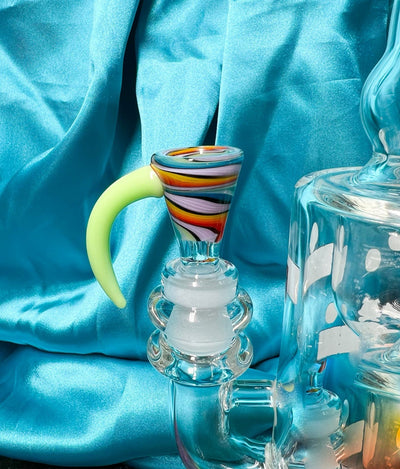 Rainbow Swirl Horned 14mm Glass Bowl