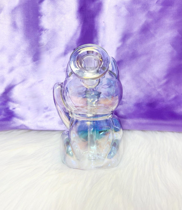 Iridescent Lucky Cat Glass Water Pipe/Dab Rig