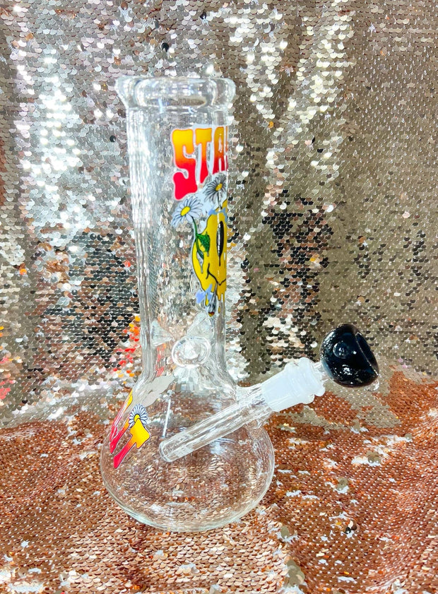StayLit Melty Smiley Face 10in Glass Water Pipe/Bong