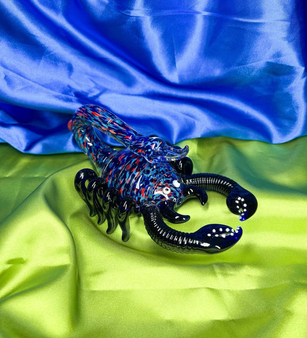Blue Scorpion Glass Hand Pipe