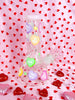 Milky Pink Candy Hearts 10in Glass Water Pipe/Bong