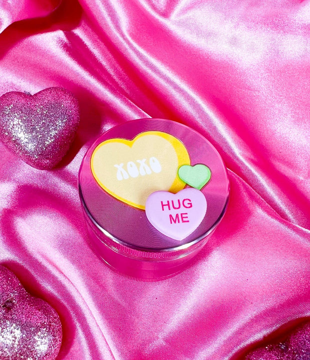 Milky Pink Candy Hearts 10in Glass Water Pipe/Bong