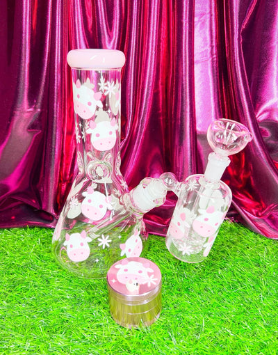Pink Cow 10in Glass Water Pipe/Bong