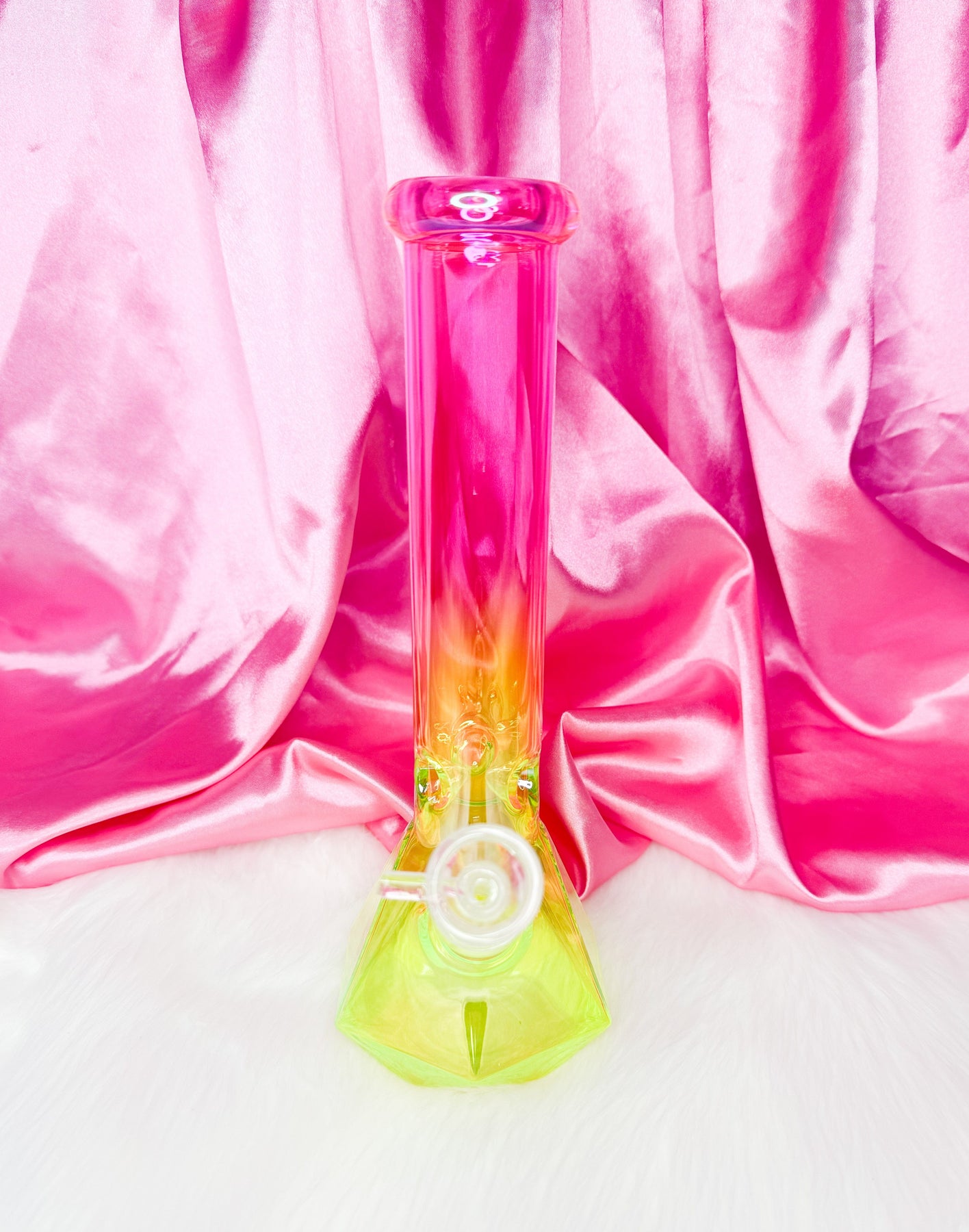 Neon Pink & Yellow Diamond Glass Water Pipe Bong