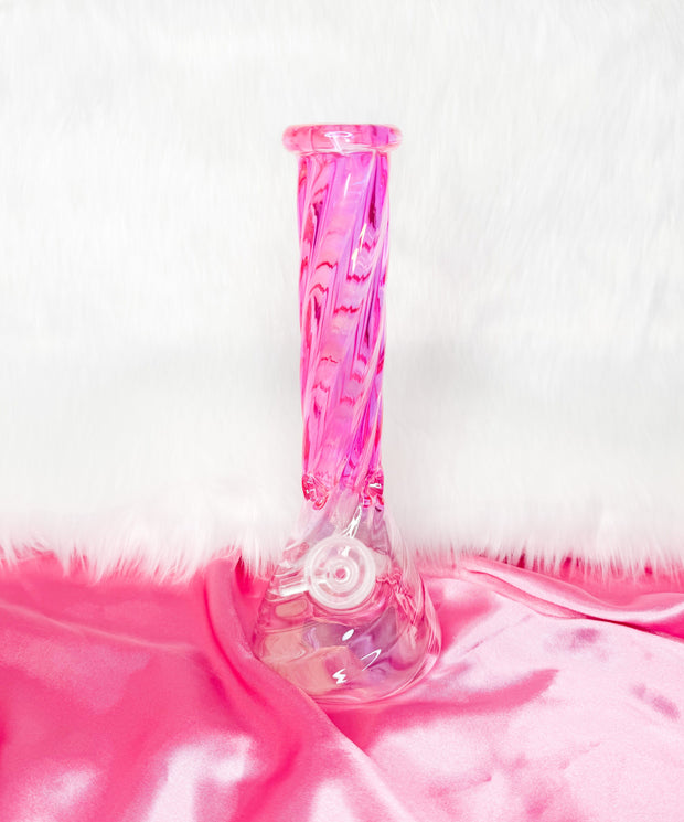 Pink iridescent swirl 10 inch bong