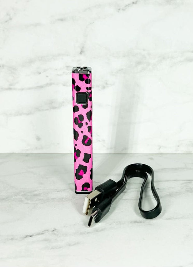 Pink leopard print vape pen with usb-c charger